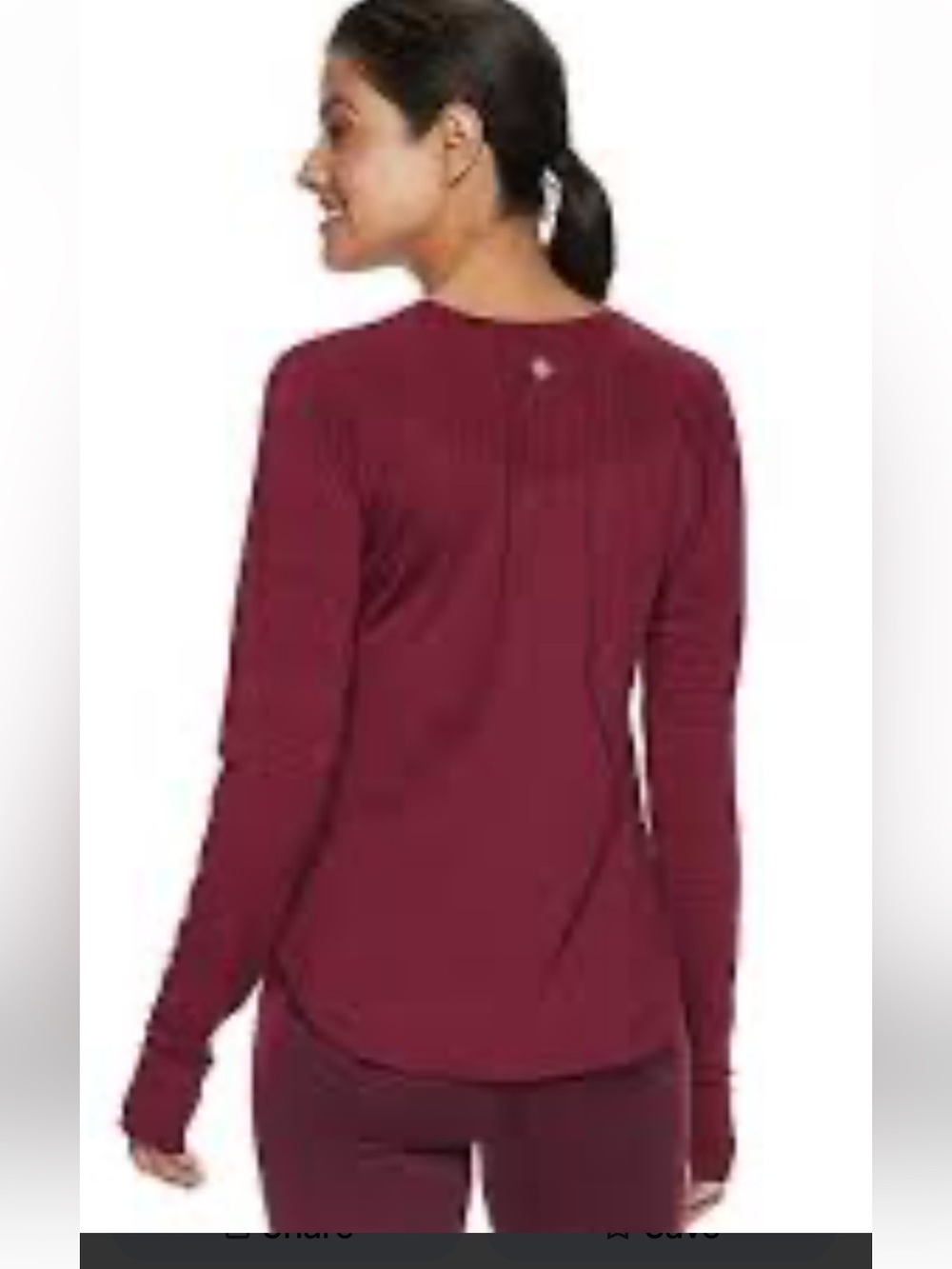 tek gear‎ Women's Long-Sleeve Crewneck Top in Burgundy-NWT. Retail 30